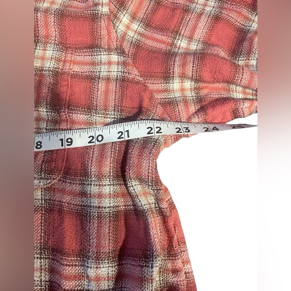 American Eagle Pink Plaid Hooded Button Front Sweatshirt Hoodie Large Girls GUC - Picture 3 of 11